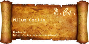 Milus Csilla névjegykártya